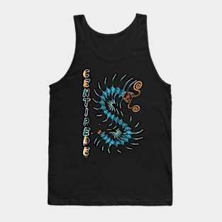 Orange & Blue Centipede with Spray Paint Tank Top